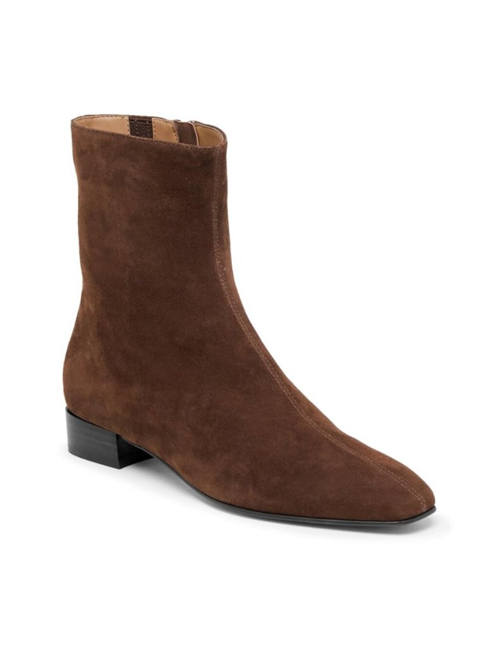Womens Ankle Boots Chunky Low Heel Square Toe Zipper Dress Booties